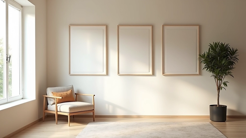 Espacio residencial elegante con obras de arte exhibidas profesionalmente iluminadas